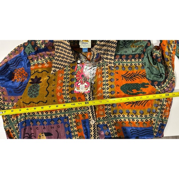 Farm Rio Anthropologie Top Women's XL Button Dotted Patchwork Scarf Print NWT - Picture 16 of 16